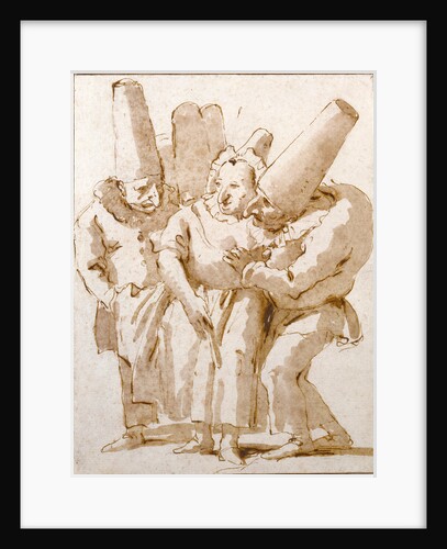 Punchinellos Approaching a Woman by Giovanni Battista Tiepolo