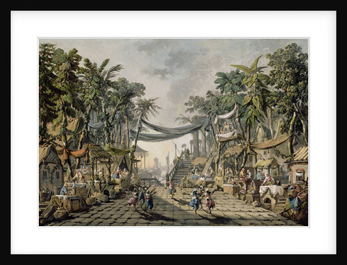 Market Scene in an Imaginary Oriental Port by Jean-Baptiste Pillement