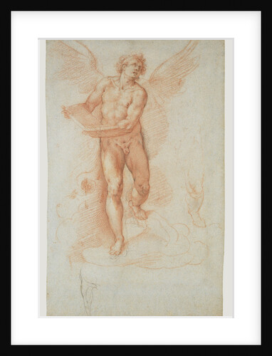 An Angel Holding a Book (recto), Three Studies of a Falling Male Figure (verso) by Cristoforo Roncalli