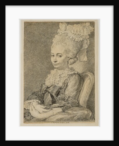 Portrait of a Young Woman Holding a Fan by Charles-Nicolas Cochin II