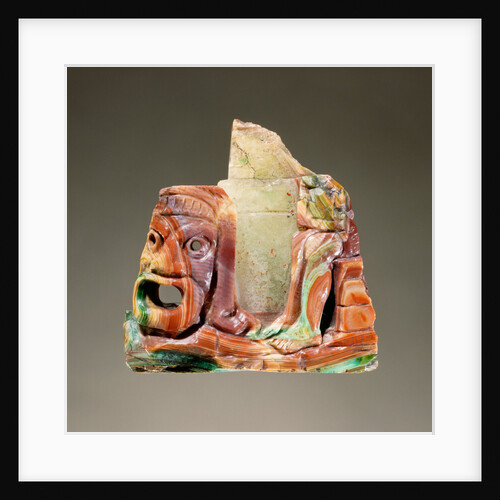 Fragmentary cameo sculpture with a theatrical mask and seated figure by Anonymous