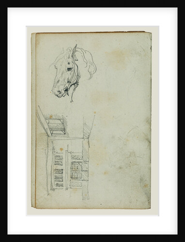 Horse head, view of a courtyard by Théodore Géricault