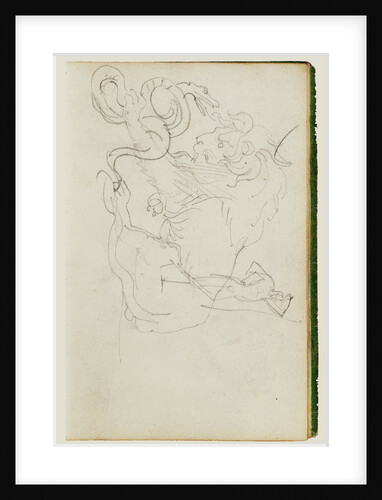 Lion attacking a snake over nude figure study by Théodore Géricault