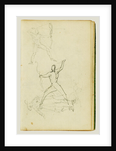 Three studies of a nude man with bow and arrow, standing cavalier by Théodore Géricault