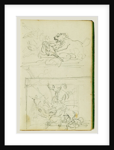 Two compositional studies of a lion hunt by Théodore Géricault