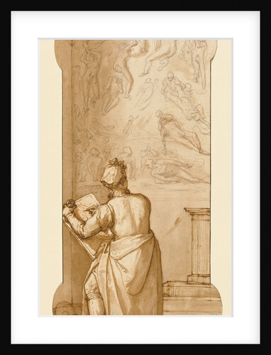 Taddeo in the Sistine Chapel Drawing Michelangelo's Last Judgment by Federico Zuccaro