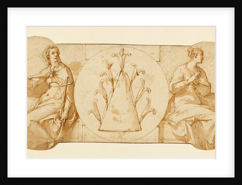 Allegories of Faith and Hope, Flanking the Zuccaro Emblem by Federico Zuccaro
