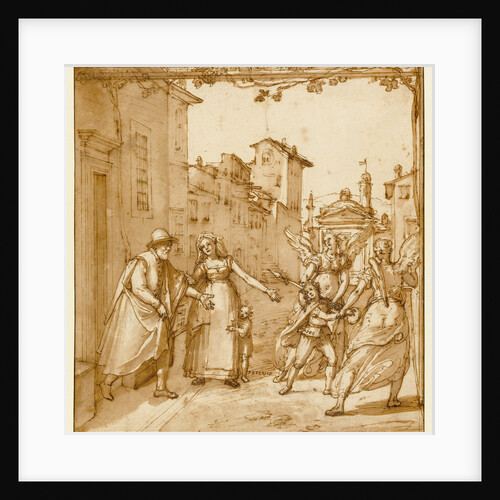 Taddeo Leaving Home Escorted by Two Guardian Angels by Federico Zuccaro