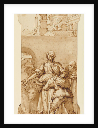 Taddeo at the Entrance to Rome Greeted by Toil, Servitude, and Hardship, and by Obedience and Patience (the Ass and Ox) by Federico Zuccaro