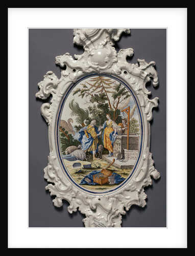 Plaque depicting Jacob choosing Rachel to be his Bride by Alcora Ceramic Factory