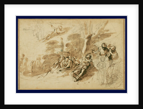 Iris appearing to Turnus, study of a Helmet (recto), Alternative design for the recto composition (verso) by Pier Francesco Mola