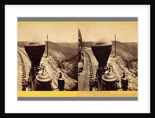 Rounding Cape Horn. Road to Iowa Hill from the river, in the distance. by Alfred A. Hart