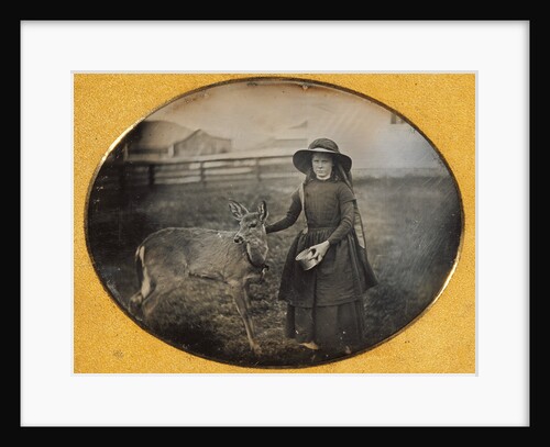Portrait of a Girl with her Deer by Anonymous