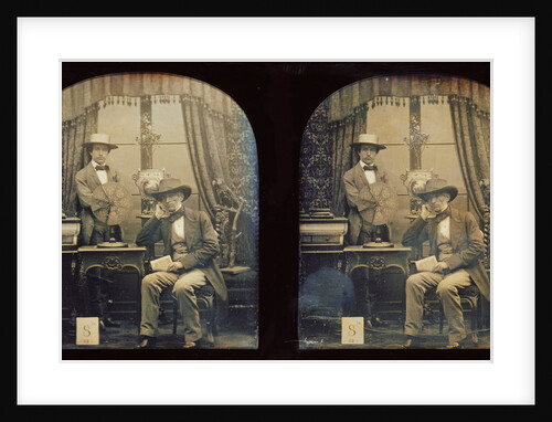 Self-portrait of Antoine François Jean Claudet and his son Henri Posed with His Invention, The Focimeter by Antoine Claudet