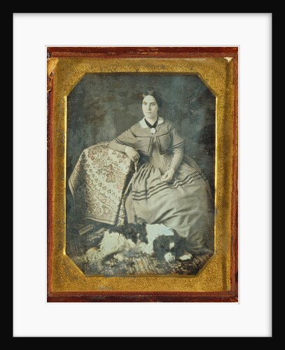 Portrait of a Seated Young Woman and Dog by Anonymous