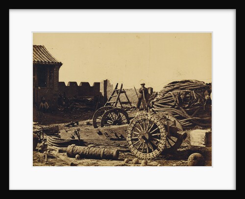 Interior of the Pehtang Fort Showing the Magazine and Wooden Gun by Felice Beato