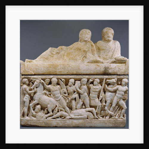 Sarcophagus with lid and 4 unjoined fragments by Anonymous