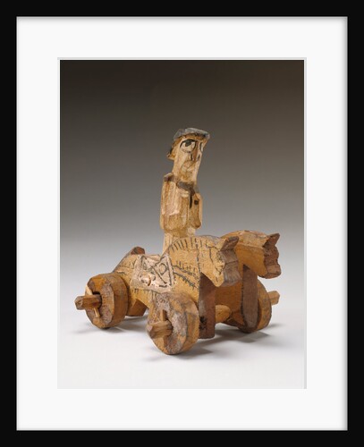 Toy in the Shape of a Rider and Two Horses on Wheels by Anonymous