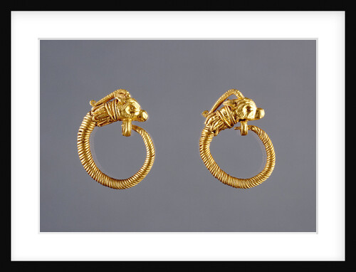 Hoop Earrings with Antelope Head Finials by Anonymous
