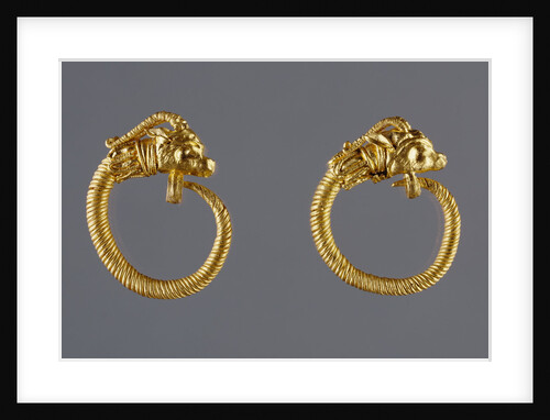 Hoop Earrings with Antelope-head Finials by Anonymous