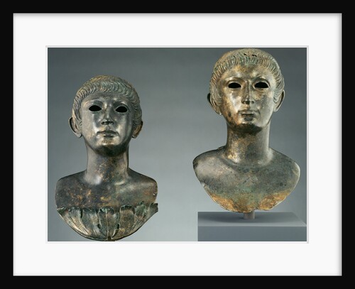 Pair of Portrait Busts of Youths and Two Marble Eyes by Anonymous