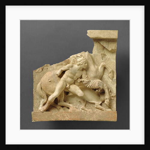 Fragment of a Relief of a Horseman and Companion from a Funerary Building by Anonymous