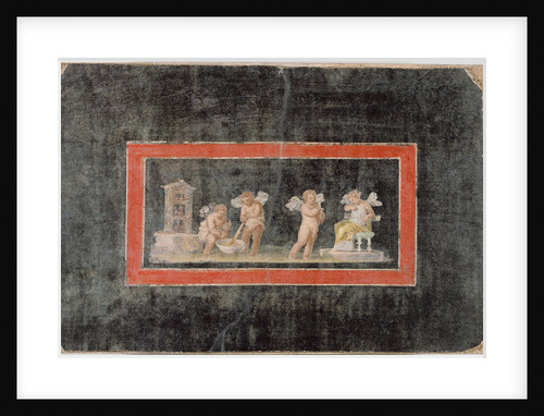 Fresco Fragment with Cupids and Psyche Making Perfume by Anonymous