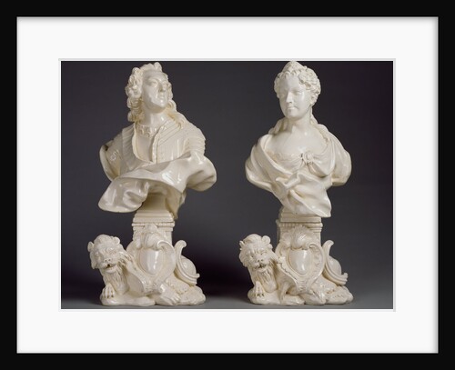 Pair of Busts: Louis XV and Marie Leczinska by Rue de Charenton Manufactory