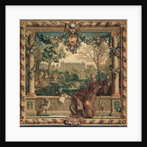 Tapestry: Le Mois de décembre, Le Château de Monceaux from Les Maisons royales Series by Anonymous