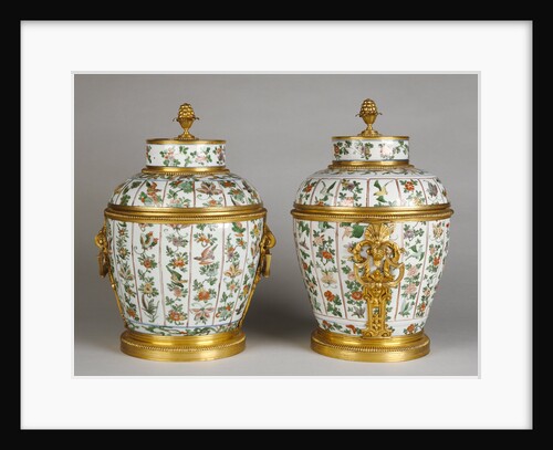 Pair of Mounted Lidded Vases by Anonymous