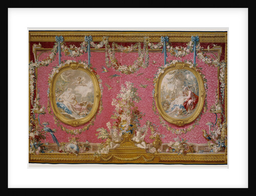Tapestry: Jupiter transformé en Diane pour surprendre Callisto avec Vertumne et Pomone, from Les Tentures de François Boucher Series by Anonymous