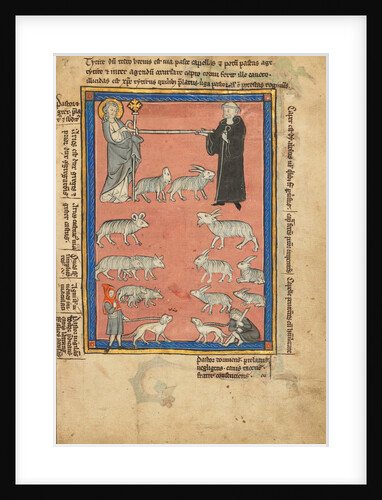Christ and a Monk Holding the Ends of a Staff and Two Shepherds with their Flock by Anonymous