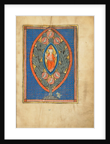 A Man Enthroned within a Mandorla in a Tree by Anonymous