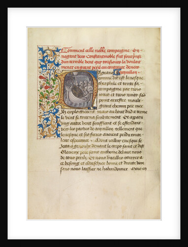 Initial N: Bishop Theophilus's Ship Blown Off Course and Bishop Theophilus in Prayer by Master of the Brussels Romuléon