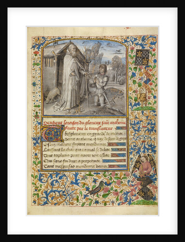 A Young Knight in Armor Kneeling in Prayer before Saint Anthony by Dreux Jean