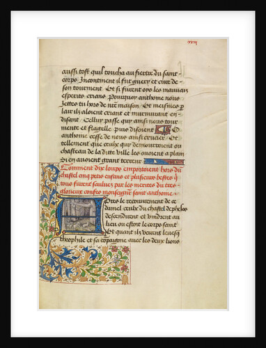 Initial A: Saint Anthony Saving Five Children from Wolves by Master of the Brussels Romuléon