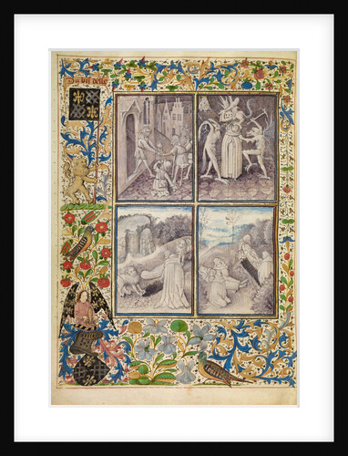 Saint Anthony Giving his Belongings to the Poor, Anthony Tormented by Demons, Anthony Burying Paul in the Desert, The Death and Burial of Saint Anthony by Master of the Brussels Romuléon