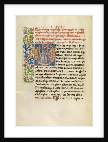 Initial O: The Miracle of the Birds above the Hermitage Altar by Master of the Brussels Romuléon