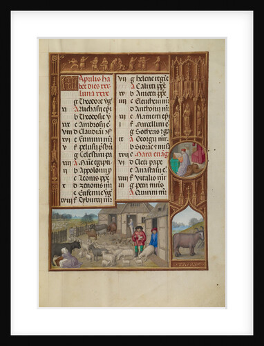 Farm Animals, Milking, and Buttermaking, Zodiacal Sign of Taurus by Workshop of the Master of James IV of Scotland
