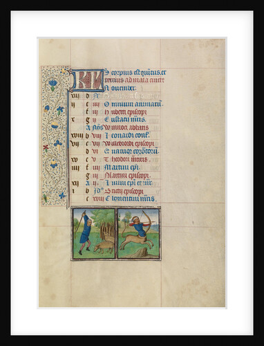 A Man Knocking Acorns from a Tree, Zodiacal Sign of Sagittarius by Workshop of Willem Vrelant