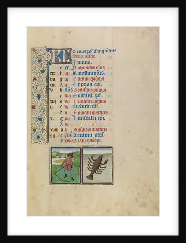 A Man Mowing, Zodiacal Sign of Cancer by Workshop of Willem Vrelant