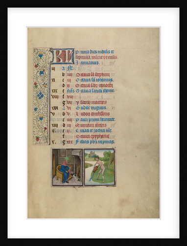 A Man Warming by a Fire, Zodiacal Sign of Aquarius by Workshop of Willem Vrelant