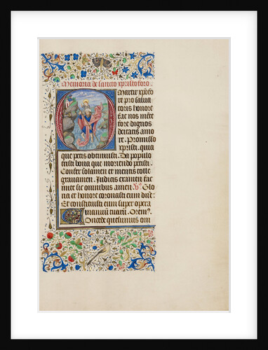 Initial O: Saint Christopher Carrying the Christ Child by Master of the Llangattock Hours