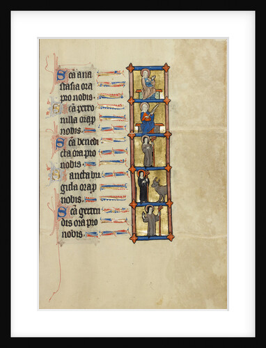 Saint Anastasia Enthroned, Saint Petronilla, Abbess Benedicta with a Crosier, Abbess Bridget with a Crosier, Abbess Gertrude with a Crosier by Anonymous