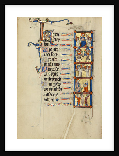 The Lord Enthroned with Angels, Two Seraphim, Two Kneeling Angels in Prayer, A Man Kneeling, The Flagellation by Anonymous