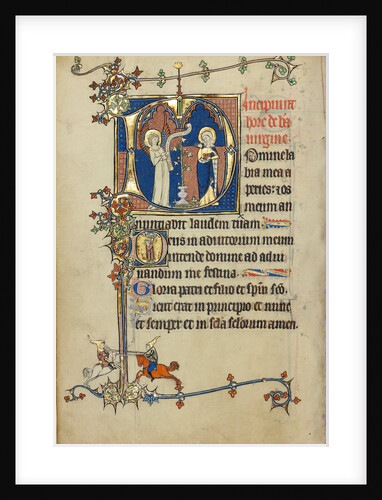 Initial D: The Annunciation, Initial D: A Young Man Praying to Christ in the Clouds by Anonymous