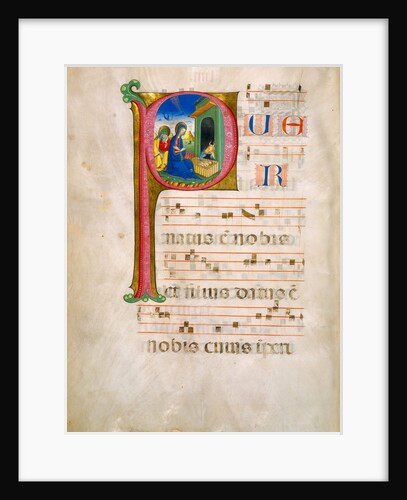 Initial P: The Adoration of the Christ Child and The Annunciation to the Shepherds by Anonymous