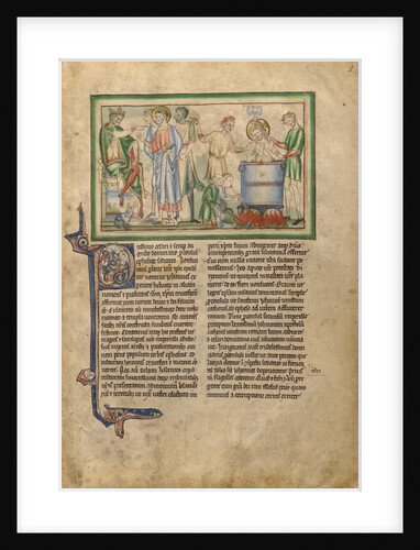 Emperor Domitian Speaking to Saint John the Evangelist and Saint John the Evangelist in a Vat of Boiling Oil by Anonymous