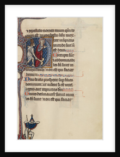 Initial D: The Fool, with a Dog Face and Wearing Winged Headgear, Menacing Christ, bas-de-page A Fool Making Face at the Reader by Bute Master