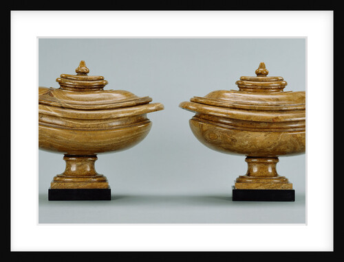 Pair of lidded alabaster vases by Anonymous